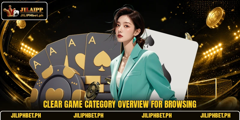 Clear game category overview for browsing