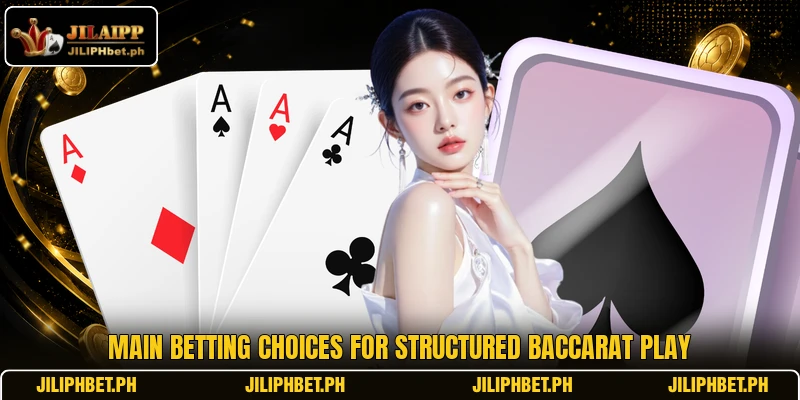Main betting choices for structured baccarat play